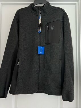 Men’s Spyder Bandit Full Zip Jacket - Limestone Black, Size Large. NWT
